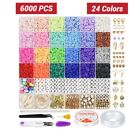 6000 PCS Clay Beads for Bracelet Making, 24 Colors Flat Round Polymer Clay Beads