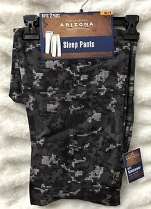 NWT Arizona Jean Co 2 Pairs of Sleep Pants Camo Black Gray Boys Size 7 8 New - Picture 1 of 7