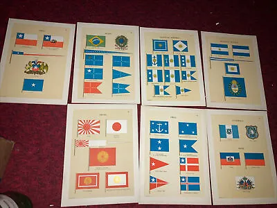 (7)1899 FLAGS OF MARITIME NATIONS Taber Prang Art Co. Boston • 29.99$