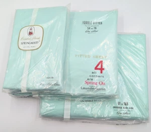 VTG SPRINGMAID COMBED PERCALE PILLOWCASES DOUBLE FLAT AND FITTED SHEETS MINT WOW - Picture 1 of 7