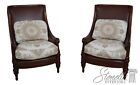 62143Ec: Pair High Back Leather Mahogany Armchairs
