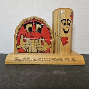 Campbells Harvest of Good Foods Wood Barn Silo Napkin, Utensil, Straw Holder VTG - Picture 1 of 8