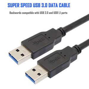 USB 3.0 A Male to A Male USB to USB Cable Cord for Data Transfer 3 Feet Black