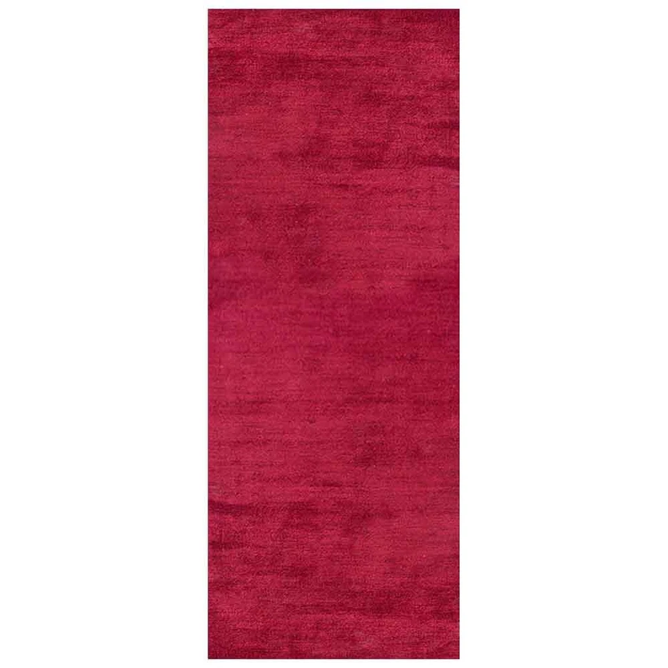 Eco-Friendly Hand Knotted Loom Silk Mix Area Rug Solid Dark Red BBH Homes BBLSM1 - Image 1 of 1