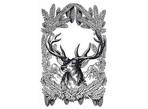 Deer Pinecones 2 pcs 4 Inch Black Fused Glass Decals - Picture 1 of 1