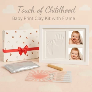 Baby Hand & Foot Print Clay Cast Kit Picture Frame Christening Baby Shower Gift - Picture 1 of 10