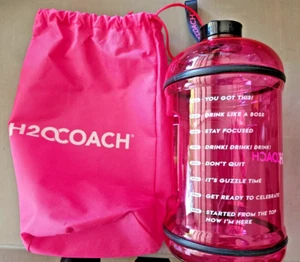 H20 Coach 1 gallon Motivational Water Bottle with Time Marker Large BPA Free Jug - Picture 1 of 6