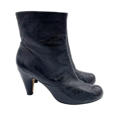 Taryn by Taryn Rose Black Textured Patent Leather Heeled Ankle Boots US Size 8 - Image 1 of 4