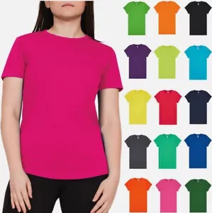 Ladies Cotton T Shirt Plain Crop Sports Top S-2XL - Picture 1 of 19