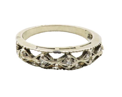 AVON 925 Sterling Silver  Vintage Topaz Open Design Band Ring Sz 8  RG13699 - Image 1 of 4