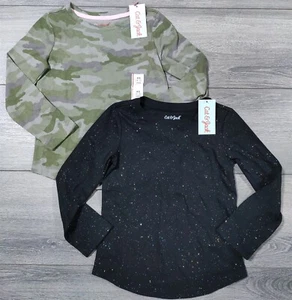 Cat & Jack Shirts Girls X-Small 4-5 Sparkly Black Camouflage Long Sleeve - Picture 1 of 5