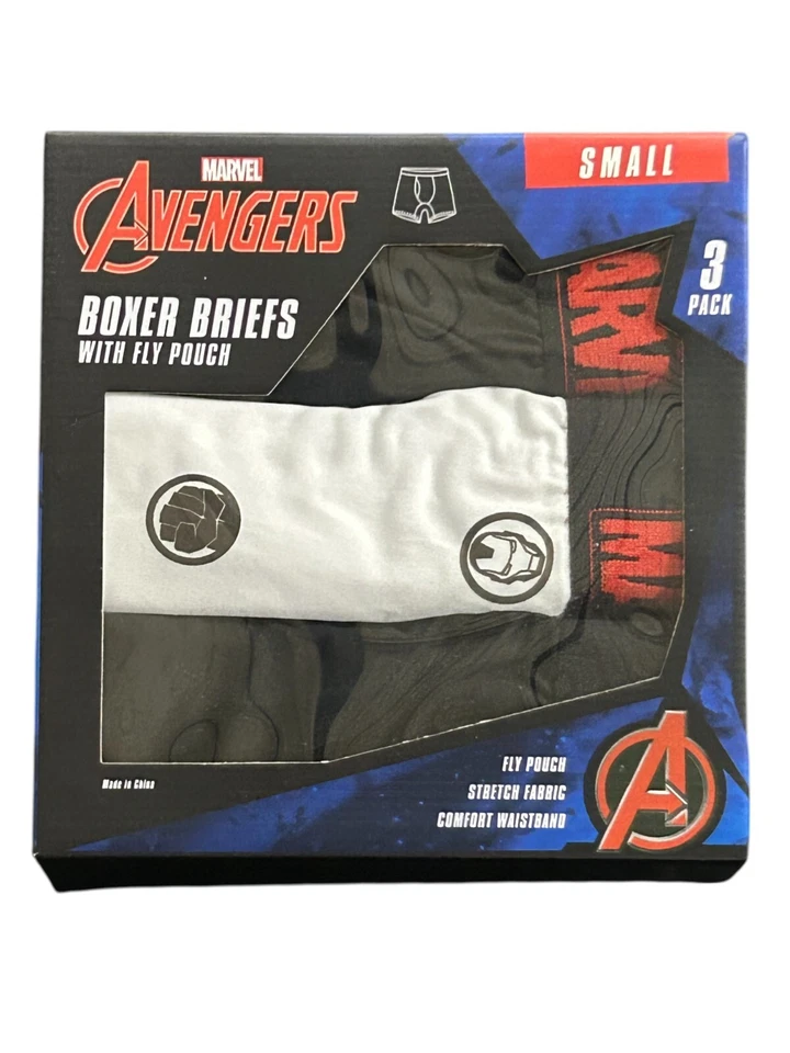 Paquete de 3 calzoncillos boxer cómodos Avengers para hombre - talla pequeña Foto 1 de 1