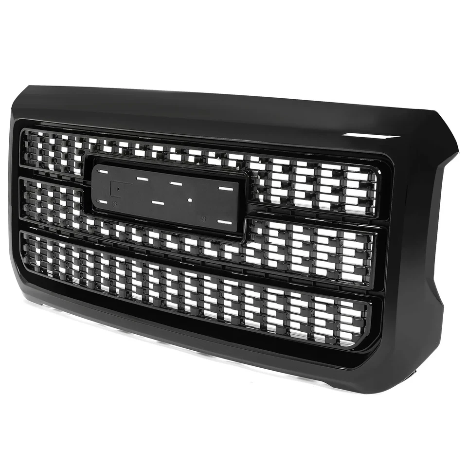 Parachoques delantero rejilla superior negro brillante con broche de presión para GMC Sierra 2500HD 3500HD 15-19 Foto 1 de 4