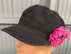 Floral Black Women's One Size Stretch Funky Mod Cap Hat - Picture 1 of 5