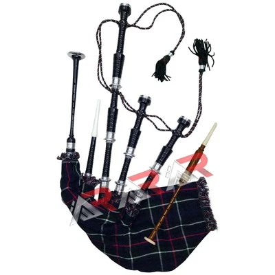 AAR PRODUCTS Scottish Highland Great Sheesham wood Bagpipe Silver Mount Black Tutor Book
