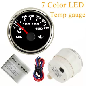 52mm Oil Temp Gauge with Sender 361-19ohms for Auto Marine 7 Colors LED 50-150C - Picture 1 of 7
