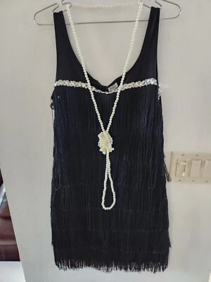 NUEVO SPIRIT Vestido Negro Aleta con Accesorios * Talla ADULTO MED Foto 1 de 4