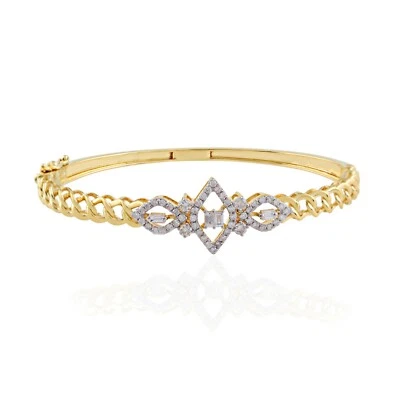 0.85 Ct 18k Yellow Solid Gold Pave Lab Grown CVD Diamond Bracelet Bangle Gift - Image 1 of 4