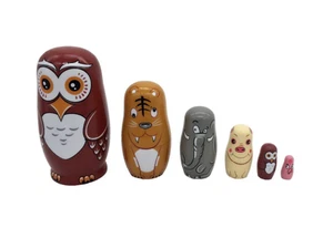 Owls Matryoshka Nesting Dolls Set of 6 Hand-Painted Wooden – NEW – 6" - Picture 1 of 3