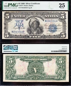 VERY NICE Bold & Crisp VF+ 1899 $5 "INDIAN CHIEF" Silver Certificate PMG 25 TC11 - Picture 1 of 3