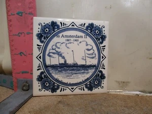 HOLLAND AMERICA LINE SS AMSTERDAM II TILE - NO DAMAGE - Picture 1 of 2