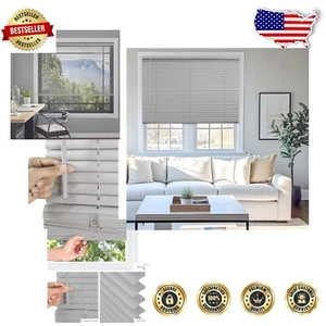 Sleek 35.25" W x 84" H Gray Mini Blinds - Cordless, Durable & Easy to Install - Picture 1 of 10
