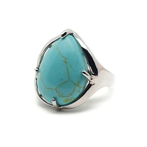 Ring Teardrop Crystal Natural Gemstone Cocktail Chakra Adjustable Silver Plated - Picture 1 of 112