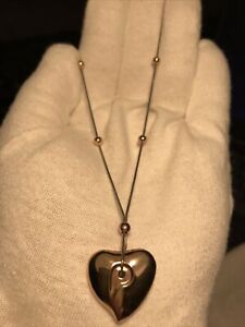 BREIL Womens Heart Silver-Tone Gold-Tone 16” Necklace Gorgeous Snake Chain