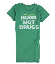 Local Celebrity Womens Hugs Not Drugs Graphic T-Shirt, Green, X-Large