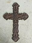 Antique cast iron crucifix cross LARGE ornate religious wall hanging 20" heavy