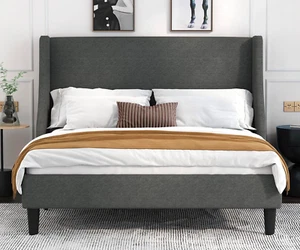 Full Size Bed Frame, Platform Bed Frame with Upholstered Headboard, Modern Delux - Picture 1 of 7