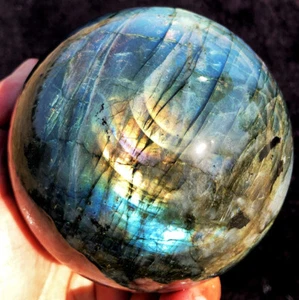 3.75" 1274g Madagascar Natural Labradorite Quartz Crystal Sphere Balls ip1718 - Picture 1 of 12
