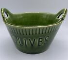Sur La Table Olives Bowl with Handles Green **Has Crazing Made In Italy