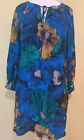 Alice & Trixie Abstract Floral Print Tunic 100% Silk Dress Long Sleeve Size XS
