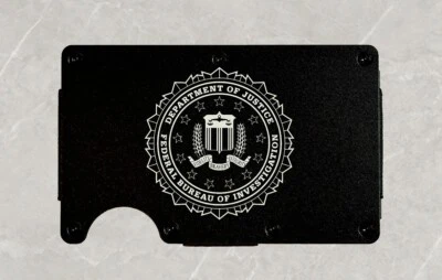 FBI Federal Bureau Investigation Slim Thin Metal RFID Blocking Wallet Engraved - Image 1 of 4