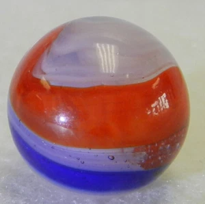 #18021m Hard To Find Vintage Akro Agate Red and Blue Popeye Marble .64 Inches - Picture 1 of 12