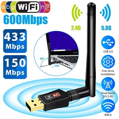 600Mbps Wireless USB Adapter Internet Signal Booster Wifi Range Extender Antenna - Image 1 of 4