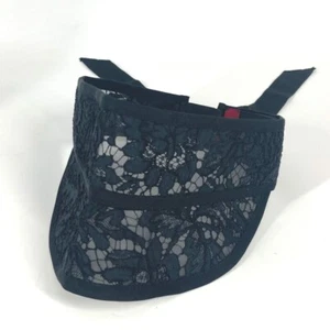 VALENTINO Ribbon Lace Visor Hat Lace Embroidery Sun visor cotton / Rayon Black - Foto 1 di 9