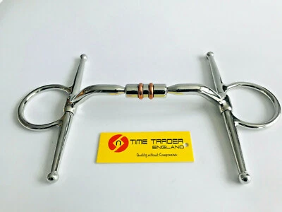ON TIME TRADER ENGLAND ® Vollwange Pelham und Kupfer Roller Pferd Bit Trense Größe 6" mit Bordsteinkette