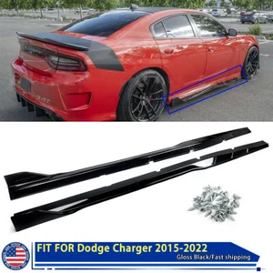 Side Skirts Fit For 2015-2023 Dodge Charger Panel Splitter Glossy Black SRT RT - Picture 1 of 12
