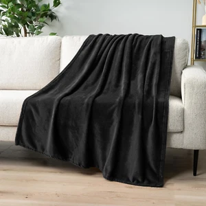 PAVILIA Black Fleece Throw Blanket for Couch Twin Size, Super Soft Fuzzy Flannel - Picture 1 of 12