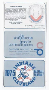 1975 Cleveland Indians Schedule and 2 Different Ticket Flyers-Stadium Memories! - Picture 1 of 6