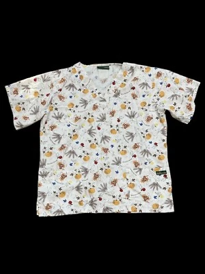 UA Scrubs Top Thanksgiving Bountiful Harvest Women's Size Small Pumpkins VGC - Image 1 of 4