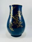 Fukagawa Kobaltblau Bambus Gold Zierleiste Vase Japan 9,75 Zoll
