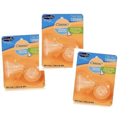 3 Evenflo 2 Pack Classic Winged Nipple, Medium Flow - 6 Total - Image 1 of 3
