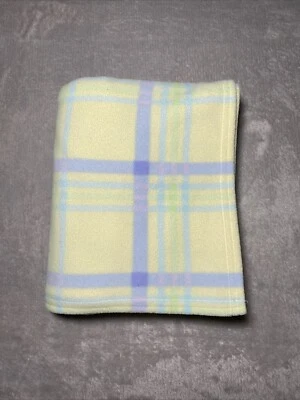 Carters Baby Blanket Plaid Yellow Purple Blue Micro Fleece Plush Vintage Lovey - Image 1 of 4