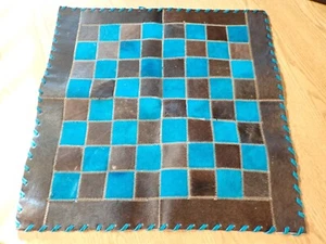 Chess Board Natural Cowhide and Suede 20" w 2" squares Checkerboard Brasil - Picture 1 of 5