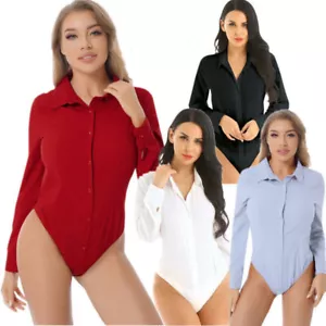 Mujeres Manga Larga Con Botones Camisas Fácil Cuidado Trabajo Oficina Blusa Body - Imagen 1 de 36