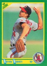 1990 Score Bryan Harvey California Angels Baseball Card #8