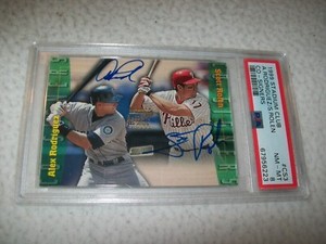 1999 STADIUM CLUB CO-SIGNERS ALEX RODRIGUEZ SCOTT ROLEN DUAL AUTOGRAPH AUTO PSA8